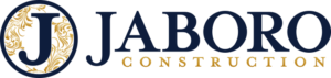 Navy Blue Circle J with Gold Filials and the text "Jaboro Construction"